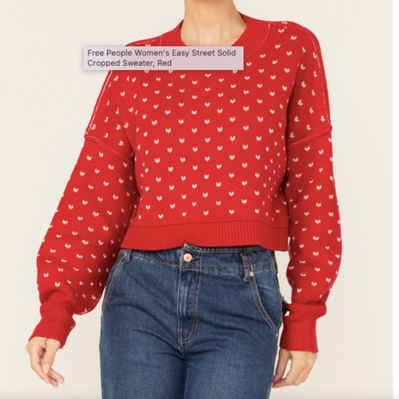 new FREE PEOPLE WOMEN'S Pattern EASY STREET CROPPED Oversized SWEATER Sz  L - Picture 2 of 10